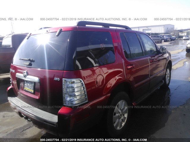 4M2EU47E98UJ11390 - 2008 MERCURY MOUNTAINEER LUXURY RED photo 4