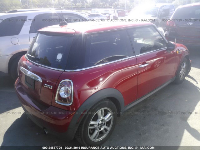 WMWSU3C58CT540735 - 2012 MINI COOPER RED photo 4