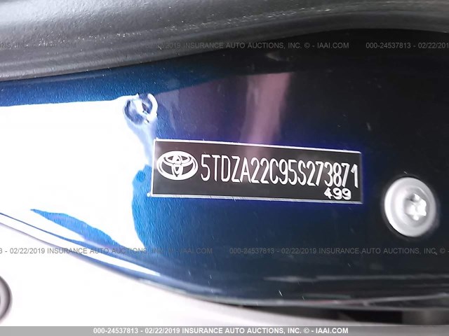 5TDZA22C95S273871 - 2005 TOYOTA SIENNA XLE/XLE LIMITED BLUE photo 9