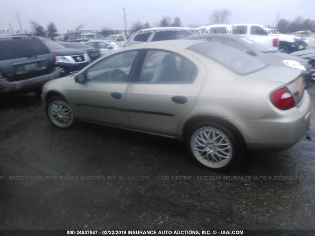 1B3ES26C23D191593 - 2003 DODGE NEON SE Champagne photo 3