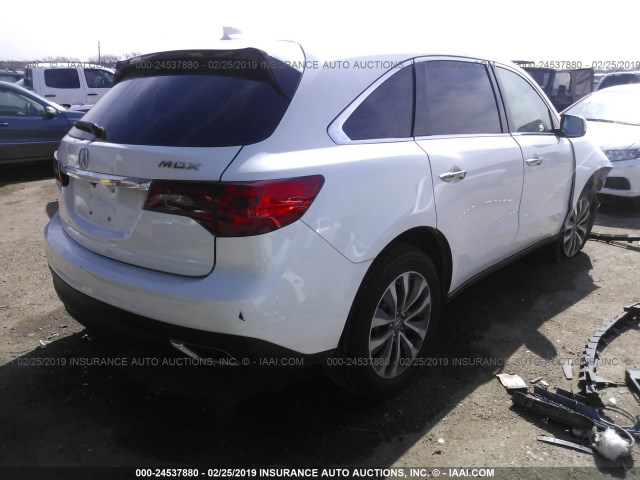 5FRYD3H42GB006974 - 2016 ACURA MDX TECHNOLOGY WHITE photo 4