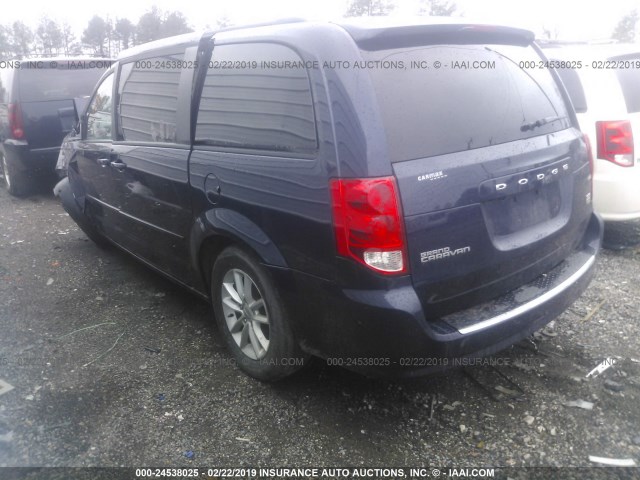 2C4RDGCG5ER427734 - 2014 DODGE GRAND CARAVAN SXT Dark Blue photo 3