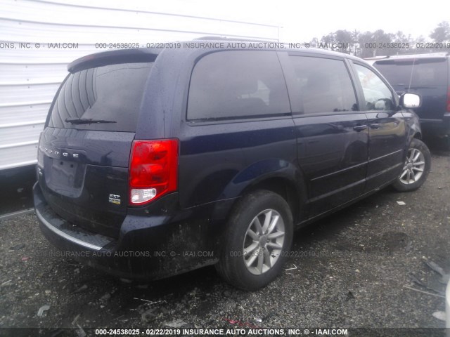 2C4RDGCG5ER427734 - 2014 DODGE GRAND CARAVAN SXT Dark Blue photo 4