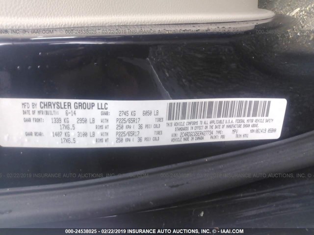 2C4RDGCG5ER427734 - 2014 DODGE GRAND CARAVAN SXT Dark Blue photo 9