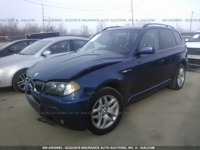 WBXPA93496WD30052 - 2006 BMW X3 3.0I BLUE photo 2