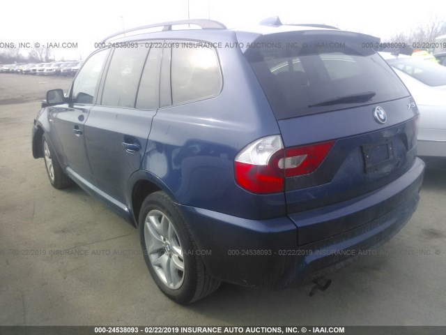 WBXPA93496WD30052 - 2006 BMW X3 3.0I BLUE photo 3