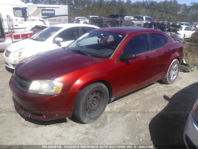 1B3LC56R08N261281 - 2008 DODGE AVENGER SXT RED photo 2