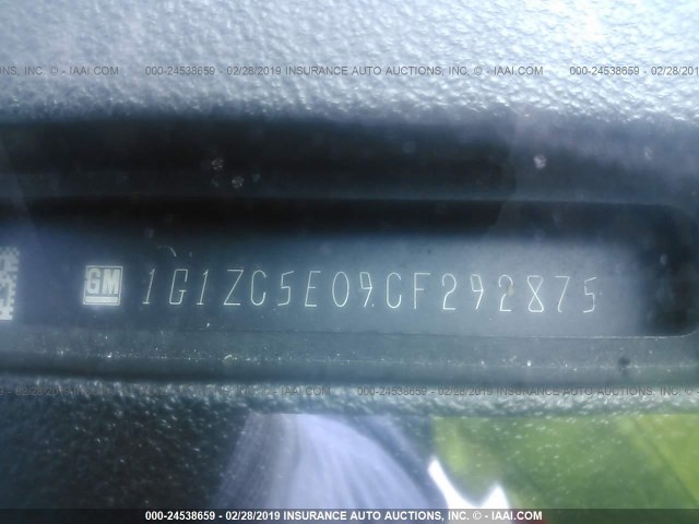 1G1ZC5E09CF292875 - 2012 CHEVROLET MALIBU 1LT BLACK photo 9