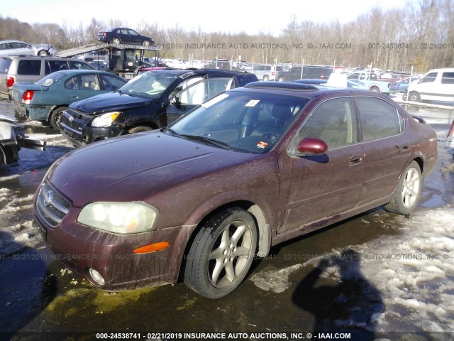 JN1DA31D63T522395 - 2003 NISSAN MAXIMA GLE/GXE/SE MAROON photo 2