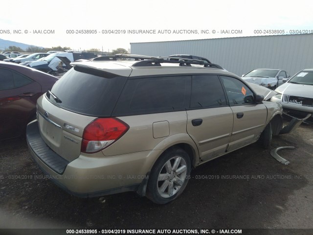 4S4BP61C997330994 - 2009 SUBARU OUTBACK 2.5I BROWN photo 4