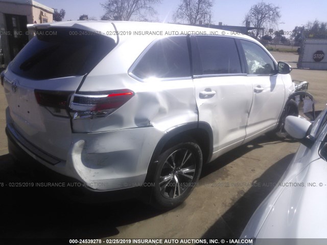 5TDZZRFH2HS202264 - 2017 TOYOTA HIGHLANDER LE/LE PLUS WHITE photo 4