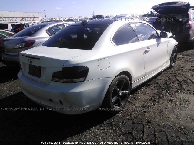 WBAUP7C59BVP21644 - 2011 BMW 128 I WHITE photo 4