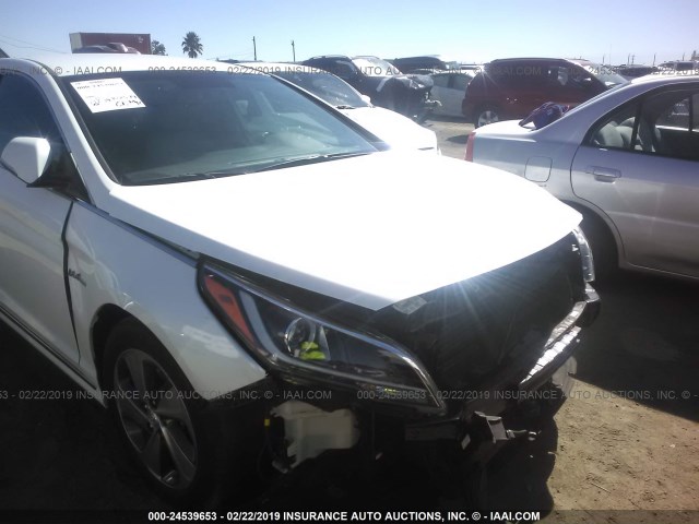 KMHE34L15HA051374 - 2017 HYUNDAI SONATA HYBRID/LIMITED WHITE photo 6