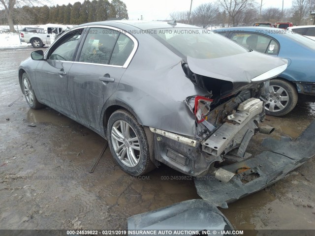 JN1CV6AR3DM757703 - 2013 INFINITI G37 GRAY photo 3