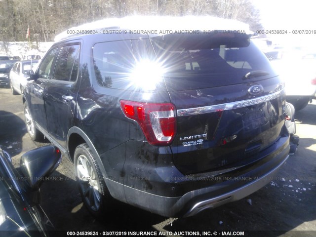 1FM5K8F85HGC33897 - 2017 FORD EXPLORER LIMITED BLACK photo 3