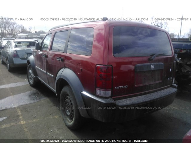 1D8GU28K97W740126 - 2007 DODGE NITRO SXT RED photo 3