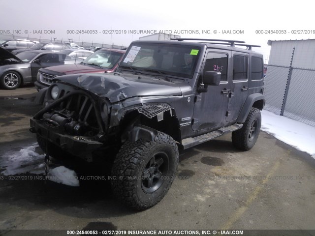 1C4BJWDG1EL209074 - 2014 JEEP WRANGLER UNLIMITE SPORT GRAY photo 2