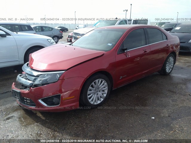 3FADP0L38BR251277 - 2011 FORD FUSION HYBRID RED photo 2