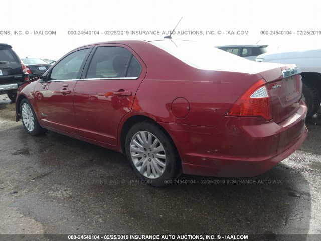 3FADP0L38BR251277 - 2011 FORD FUSION HYBRID RED photo 3