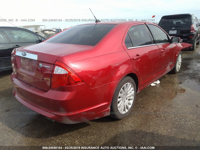 3FADP0L38BR251277 - 2011 FORD FUSION HYBRID RED photo 4