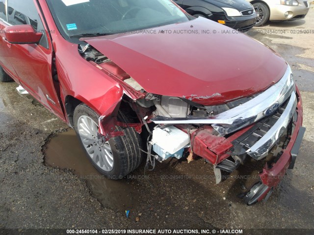 3FADP0L38BR251277 - 2011 FORD FUSION HYBRID RED photo 6