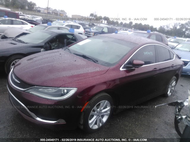 1C3CCCAB7GN180181 - 2016 CHRYSLER 200 LIMITED MAROON photo 2