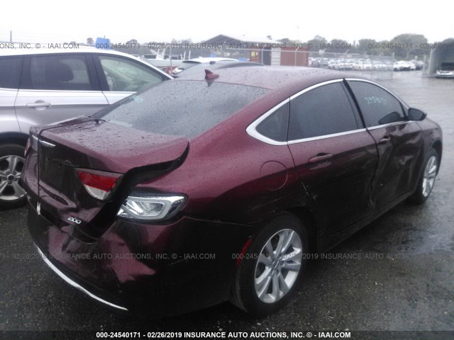 1C3CCCAB7GN180181 - 2016 CHRYSLER 200 LIMITED MAROON photo 4