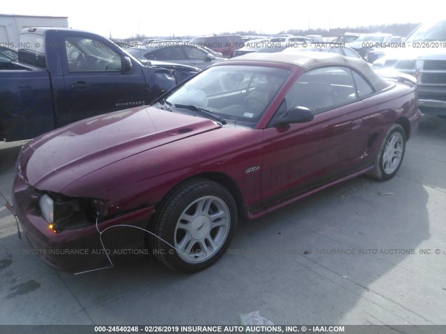 1FAFP45X9WF192002 - 1998 FORD MUSTANG GT RED photo 2