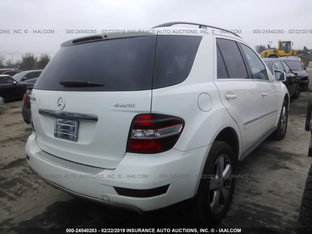 4JGBB8GBXBA665084 - 2011 MERCEDES-BENZ ML 350 4MATIC WHITE photo 4