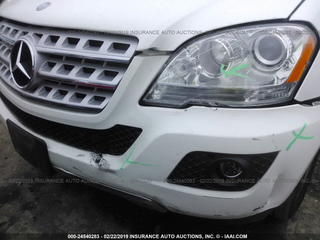 4JGBB8GBXBA665084 - 2011 MERCEDES-BENZ ML 350 4MATIC WHITE photo 6