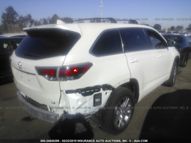 5TDZKRFH5GS180439 - 2016 TOYOTA HIGHLANDER LE/LE PLUS WHITE photo 4