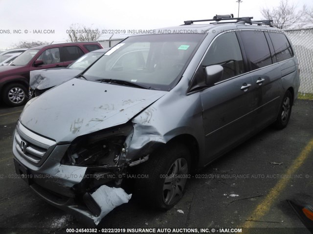 5FNRL38607B005736 - 2007 HONDA ODYSSEY EXL BLUE photo 2