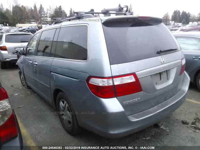 5FNRL38607B005736 - 2007 HONDA ODYSSEY EXL BLUE photo 3