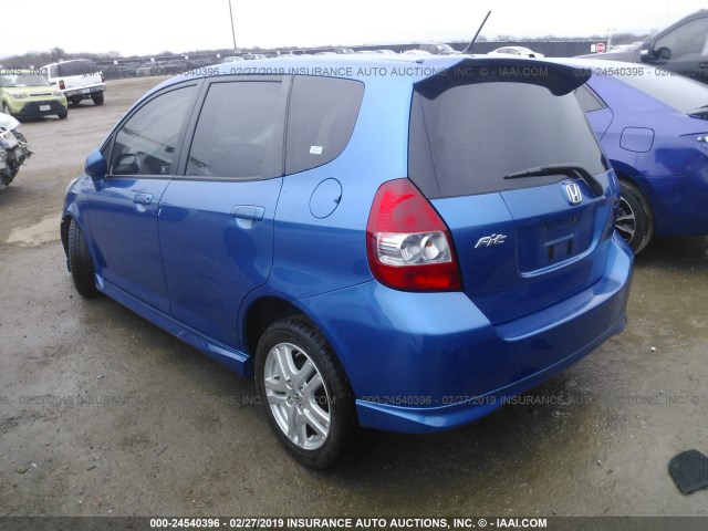 JHMGD38698S032716 - 2008 HONDA FIT SPORT BLUE photo 3