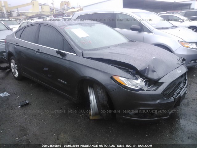 3FA6P0LU1JR111037 - 2018 FORD FUSION SE HYBRID GRAY photo 1