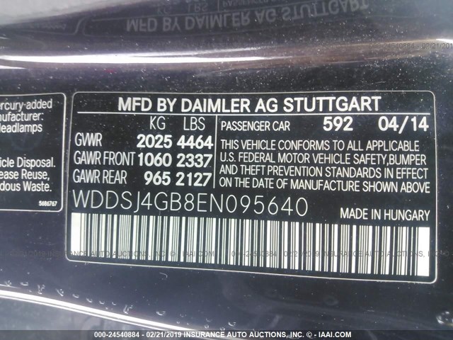 WDDSJ4GB8EN095640 - 2014 MERCEDES-BENZ CLA 250 4MATIC PURPLE photo 9