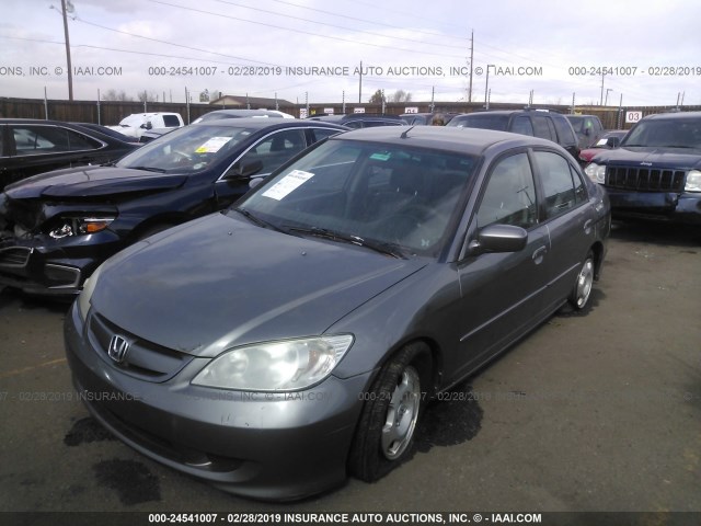 JHMES96645S018253 - 2005 HONDA CIVIC HYBRID GRAY photo 2