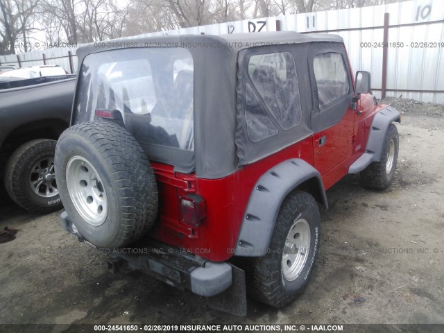 1J4FA29P31P332021 - 2001 JEEP WRANGLER / TJ SE RED photo 4