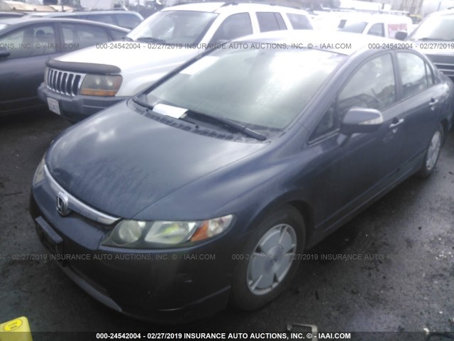 JHMFA36267S004830 - 2007 HONDA CIVIC HYBRID BLUE photo 2