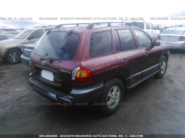 KM8SC13D04U603318 - 2004 HYUNDAI SANTA FE GLS/LX BURGUNDY photo 4