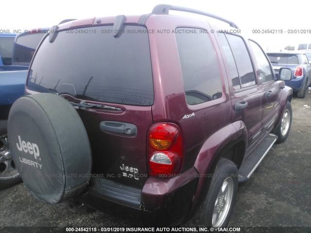 1J4GL58K62W139374 - 2002 JEEP LIBERTY LIMITED RED photo 4