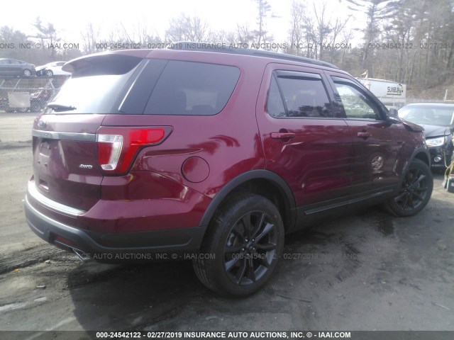 1FM5K8D89JGA50107 - 2018 FORD EXPLORER XLT RED photo 4