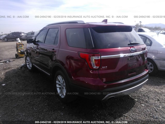 1FM5K7DH6GGC05229 - 2016 FORD EXPLORER XLT RED photo 3