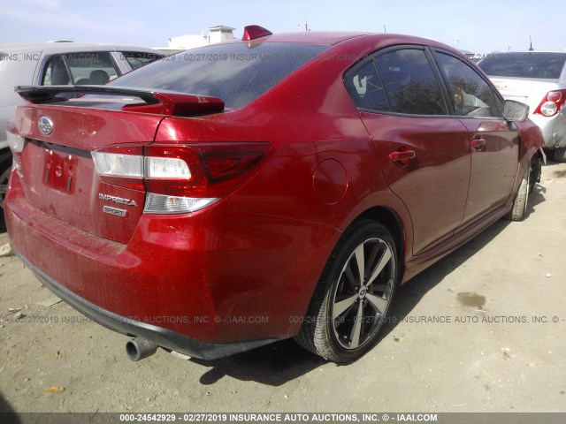 4S3GKAM63H3605038 - 2017 SUBARU IMPREZA SPORT RED photo 4