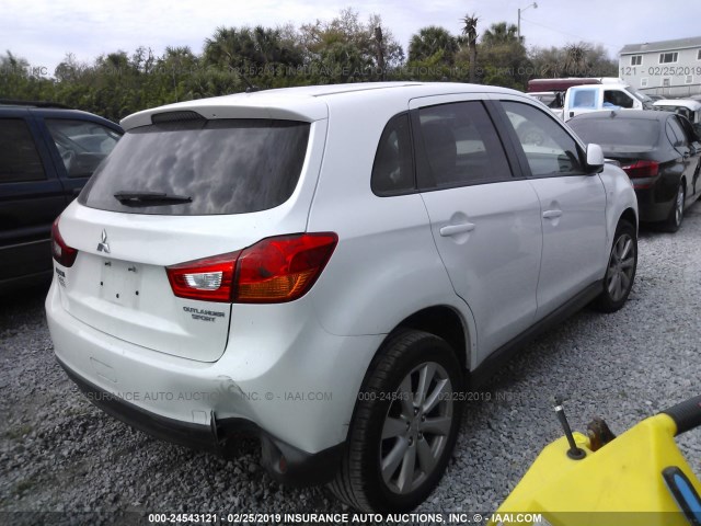 4A4AP3AU7DE014062 - 2013 MITSUBISHI OUTLANDER SPORT ES WHITE photo 4