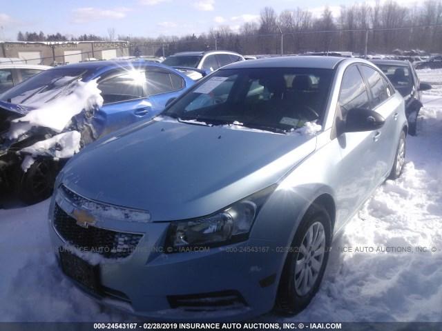 1G1PD5SH6B7159420 - 2011 CHEVROLET CRUZE LS BLUE photo 2