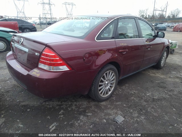 1MEFM43115G625322 - 2005 MERCURY MONTEGO PREMIER MAROON photo 4