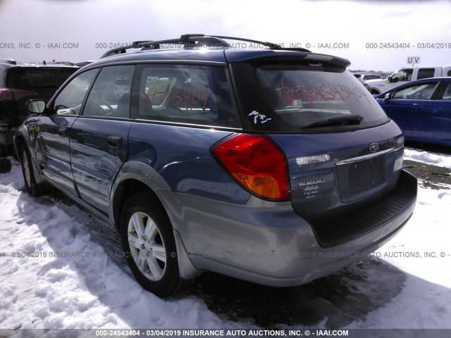 4S4BP61C757390928 - 2005 SUBARU LEGACY OUTBACK 2.5I BLUE photo 3