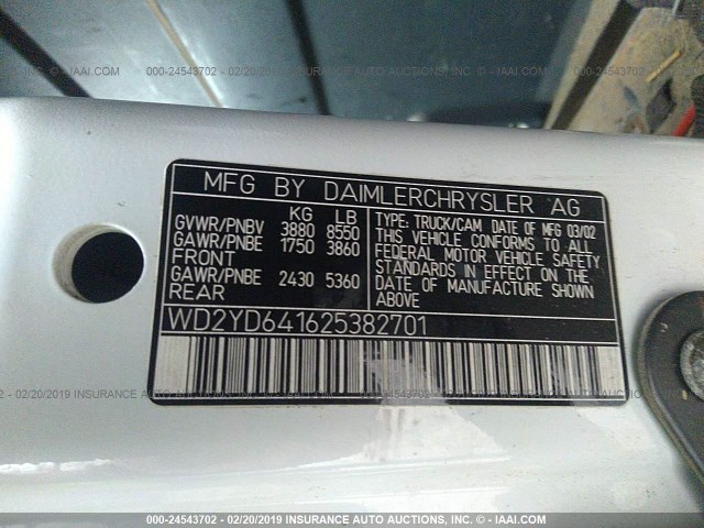 WD2YD641625382701 - 2002 FREIGHTLINER Sprinter 2500 Unknown photo 9