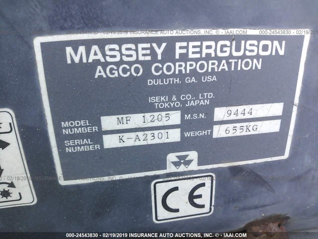KA2301 - 2001 MASSEY FERGUSON MF 1205 TRACTOR  RED photo 9